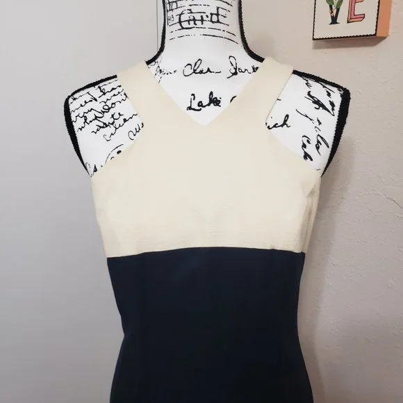 Vintage Black & Cream Dress By Jennifer Jeffries Size 4 - Picture 2 of 6